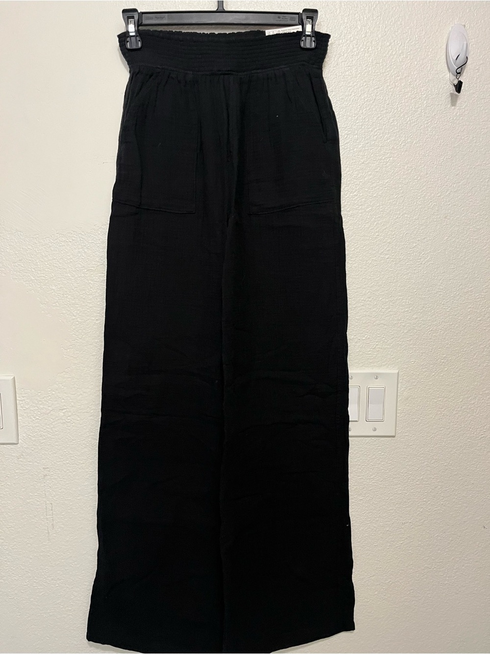 SO Black Wide-Leg Elastic Waist Chinos